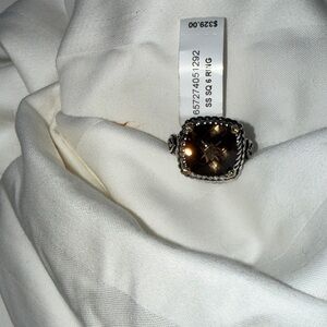NWT - Elegant Silver and Dark Amethyst Women's Ring. Size 6
